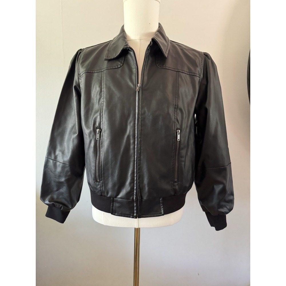 Nine West Women's Black Leather Jacket Size Large NWT